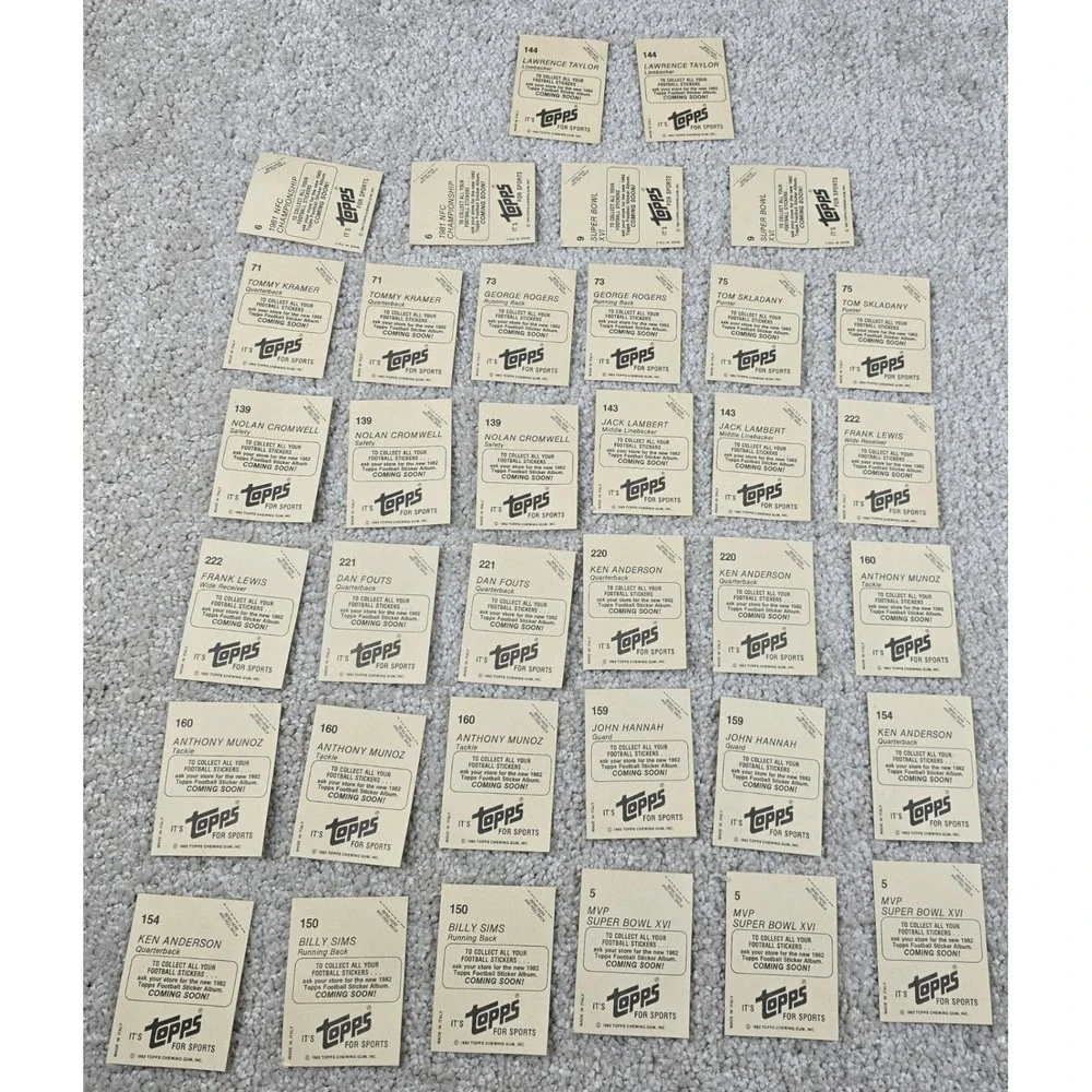 Topps 1982 NFL Football Lot of 36 Gold Coming Soon Stickers Marino, Taylor, etc